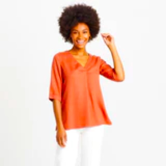 Brass popover v-neck tunic in “Marsala” - Picture 1 of 3